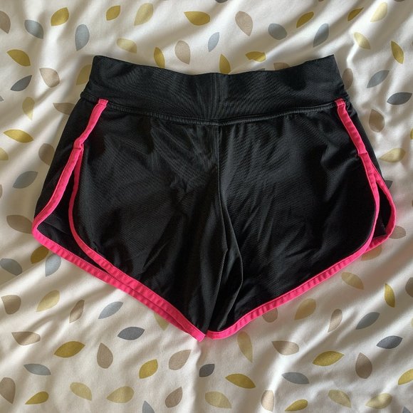black athletic shorts with hot pink accent lining (size S) - Picture 1 of 3